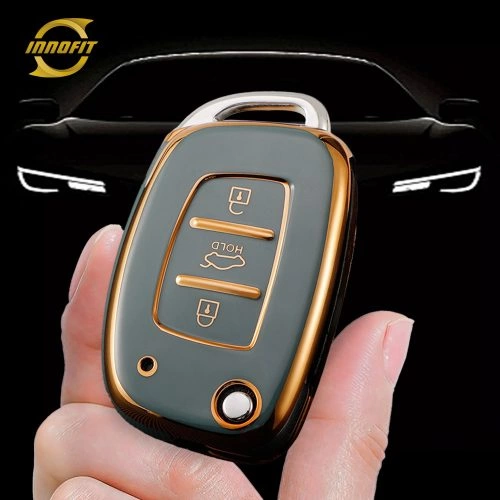 HYF1T1-Granny Grey-Gold Plating- Car Key Cover For Hyundai