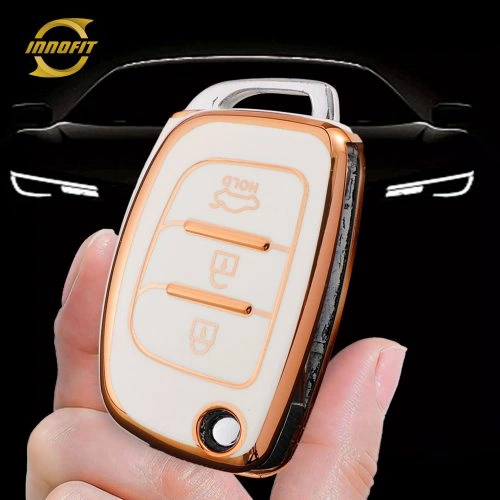 HYF2T1-White-Gold Plating- Car Key Cover For Hyundai