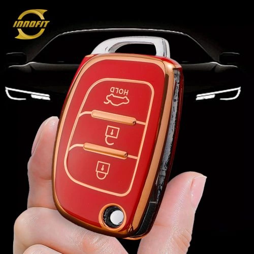 HYF2T1-Red-Gold Plating- Car Key Cover For Hyundai