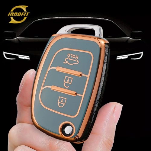 HYF2T1-Granny Grey-Gold Plating- Car Key Cover For Hyundai