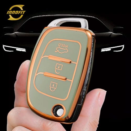 HYF2T1-Green-Gold Plating- Car Key Cover For Hyundai