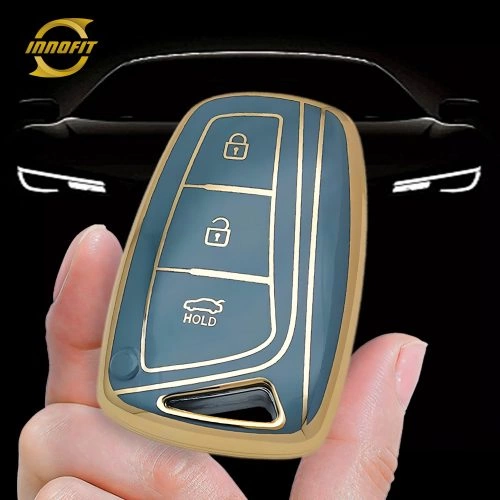 HYH1T1-Granny Grey-Gold Plating- Car Key Cover For Hyundai GENESIS