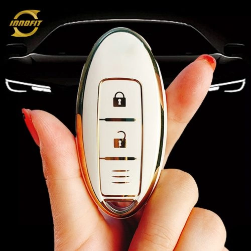 NIB1T1-White-Gold Plating- Car Key Cover For Nissan