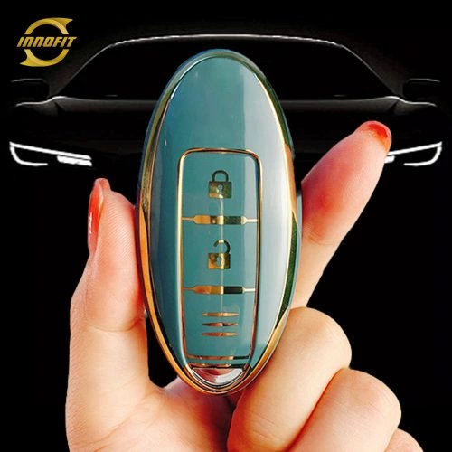 NIB1T1-Granny Grey-Gold Plating- Car Key Cover For Nissan