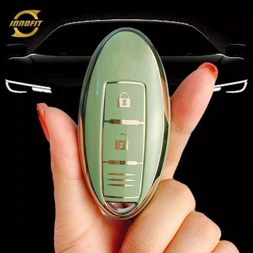 NIB1T1-Green-Gold Plating- Car Key Cover For Nissan