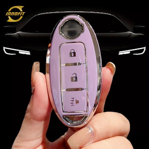 NIB2T1-Purple-Silver Plating- Car Key Cover For Nissan Infiniti
