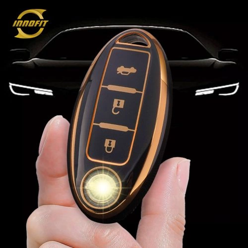 NIB3T1-Black-Gold Plating- Car Key Cover For Nissan
