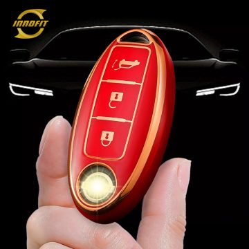 NIB3T1-Red-Gold Plating- Car Key Cover For Nissan