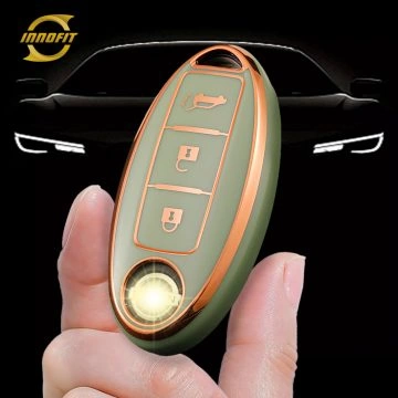 NIB3T1-Green-Gold Plating- Car Key Cover For Nissan