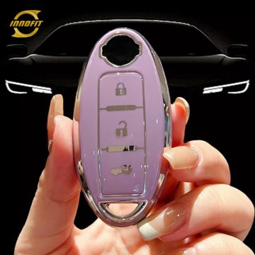 NIB3T1-Purple-Silver Plating- Car Key Cover For Nissan