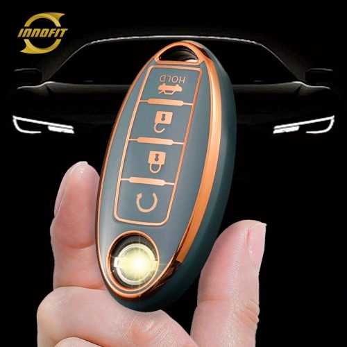 NIB4T1-Granny Grey-Gold Plating- Car Key Cover For Nissan Infiniti