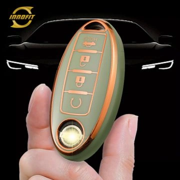 NIB4T1-Green-Gold Plating- Car Key Cover For Nissan Infiniti