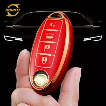 NIB5T1-Red-Gold Plating- Car Key Cover For Nissan Infiniti