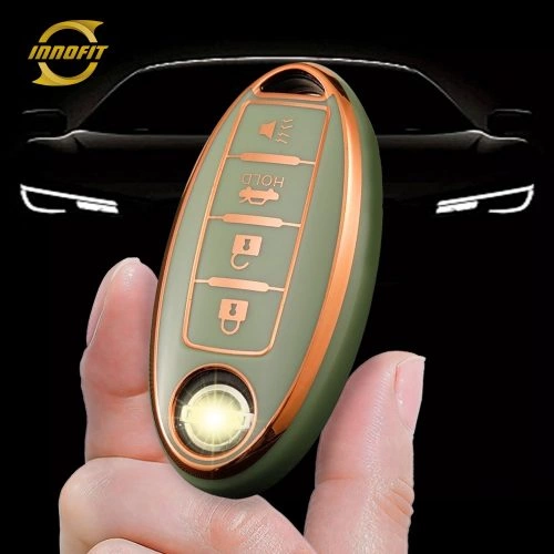 NIB5T1-Green-Gold Plating- Car Key Cover For Nissan Infiniti