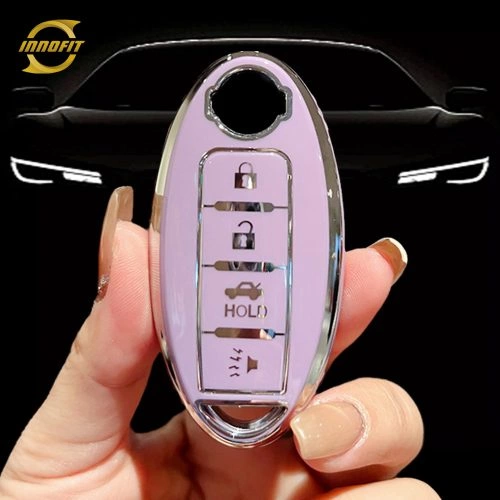 NIB5T1-Purple-Silver Plating- Car Key Cover For Nissan Infiniti