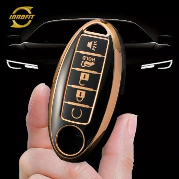 NIB6T1-Black-Gold Plating- Car Key Cover For Nissan