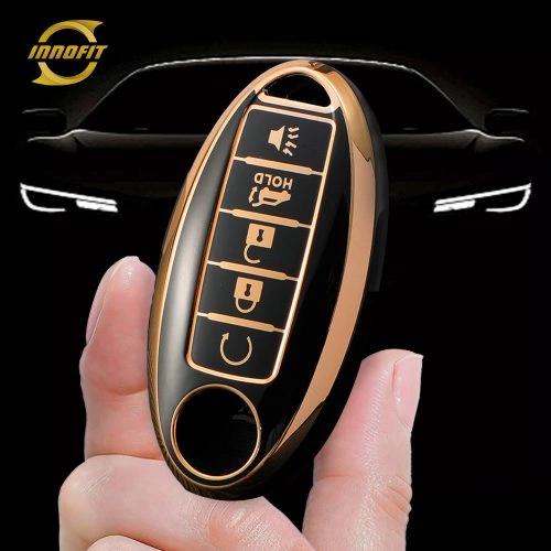NIB6T1-Black-Gold Plating- Car Key Cover For Nissan
