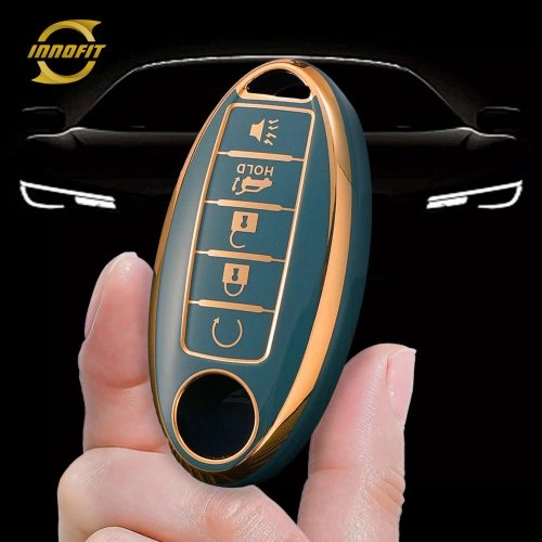 NIB6T1-Granny Grey-Gold Plating- Car Key Cover For Nissan