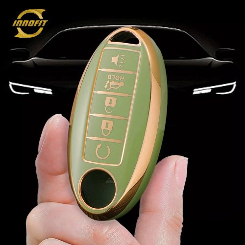 NIB6T1-Green-Gold Plating- Car Key Cover For Nissan