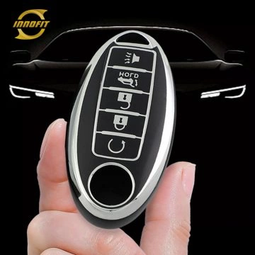 NIB6T1-Black-Silver Plating- Car Key Cover For Nissan