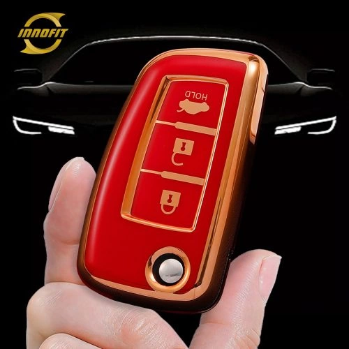 NIC1T1-Red-Gold Plating- Car Key Cover For Nissan