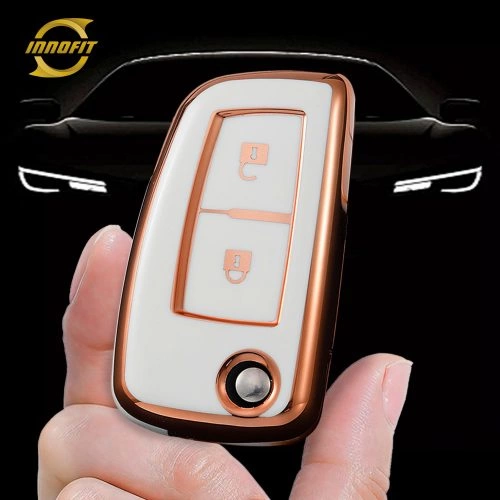NIC2T1-White-Gold Plating- Car Key Cover For Nissan
