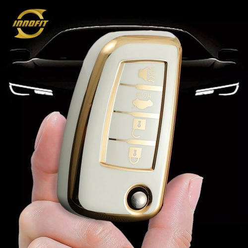 NIC4T1-White-Gold Plating- Car Key Cover For Nissan