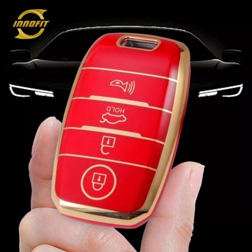 KIC1T1-Red-Gold Plating- Car Key Cover For Kia