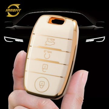 KIC3T1-White-Gold Plating- Car Key Cover For Kia