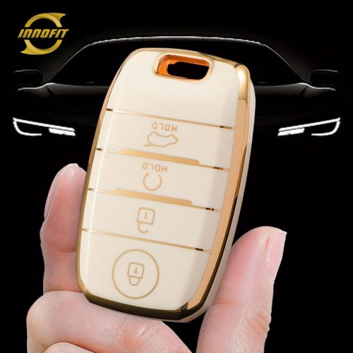 KIC3T1-White-Gold Plating- Car Key Cover For Kia