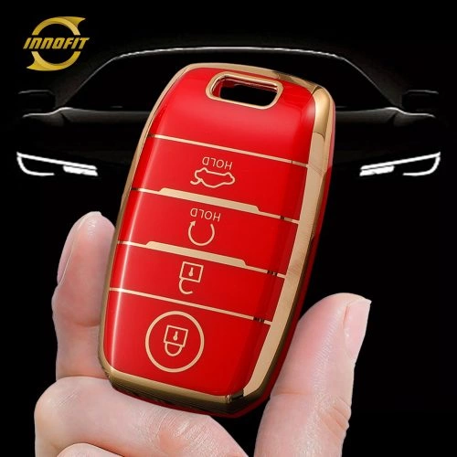 KIC3T1-Red-Gold Plating- Car Key Cover For Kia