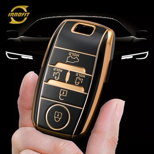 KIC4T1-Black-Gold Plating- Car Key Cover For Kia