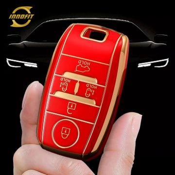 KIC4T1-Red-Gold Plating- Car Key Cover For Kia