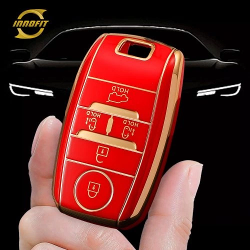 KIC4T1-Red-Gold Plating- Car Key Cover For Kia