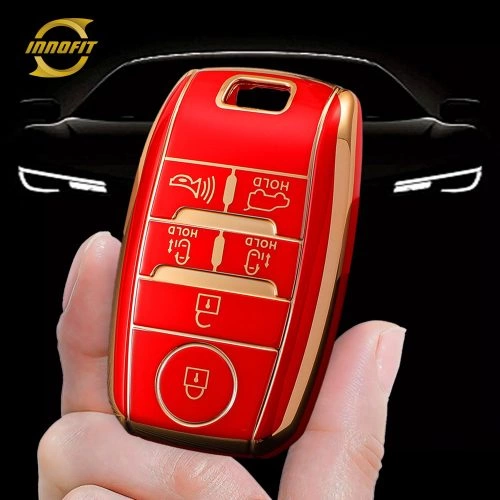 KIC5T1-Red-Gold Plating- Car Key Cover For Kia