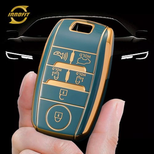 KIC5T1-Granny Grey-Gold Plating- Car Key Cover For Kia