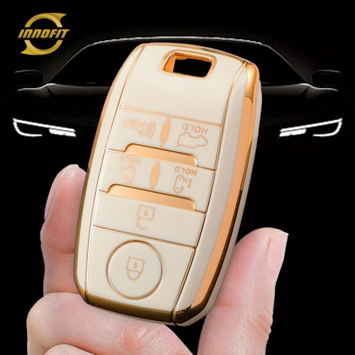 KIC5T1-White-Gold Plating- Car Key Cover For Kia