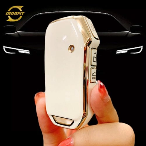 KIK1T1-White-Gold Plating- Car Key Cover For Kia