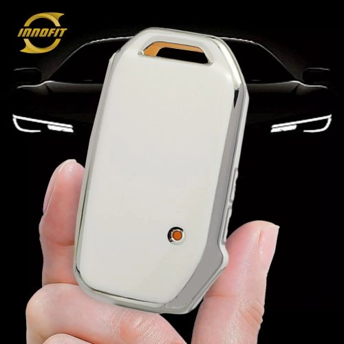 KIK1T1-White-Silver Plating- Car Key Cover For Kia