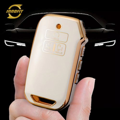 KIT2T1-White-Gold Plating- Car Key Cover For Kia