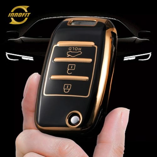 KIE1T1-Black-Gold Plating- Car Key Cover For Kia