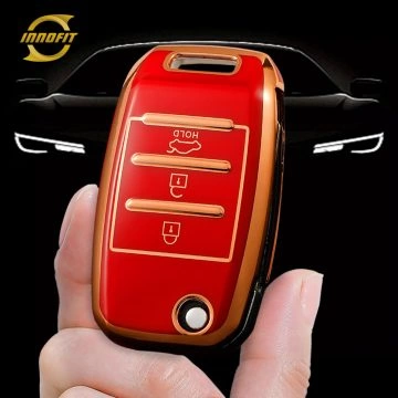 KIE1T1-Red-Gold Plating- Car Key Cover For Kia