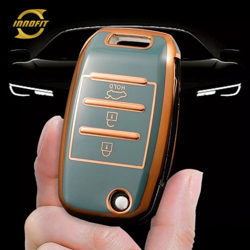 KIE1T1-Granny Grey-Gold Plating- Car Key Cover For Kia