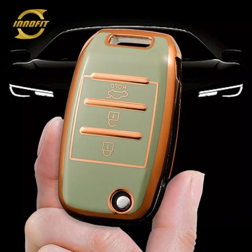 KIE1T1-Green-Gold Plating- Car Key Cover For Kia
