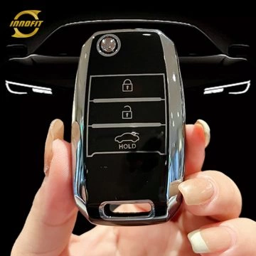 KIE1T1-Black-Silver Plating- Car Key Cover For Kia