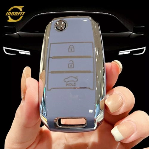 KIE1T1-Light Blue-Silver Plating- Car Key Cover For Kia