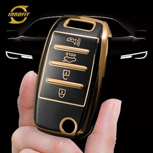 KIE2T1-Black-Gold Plating- Car Key Cover For Kia