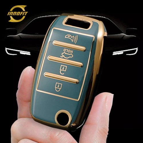 KIE2T1-Granny Grey-Gold Plating- Car Key Cover For Kia