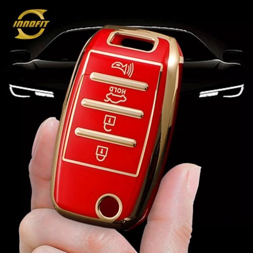 KIE2T1-Red-Gold Plating- Car Key Cover For Kia