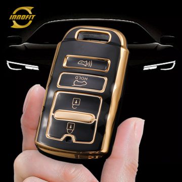 KIF1T1-Black-Gold Plating- Car Key Cover For Kia